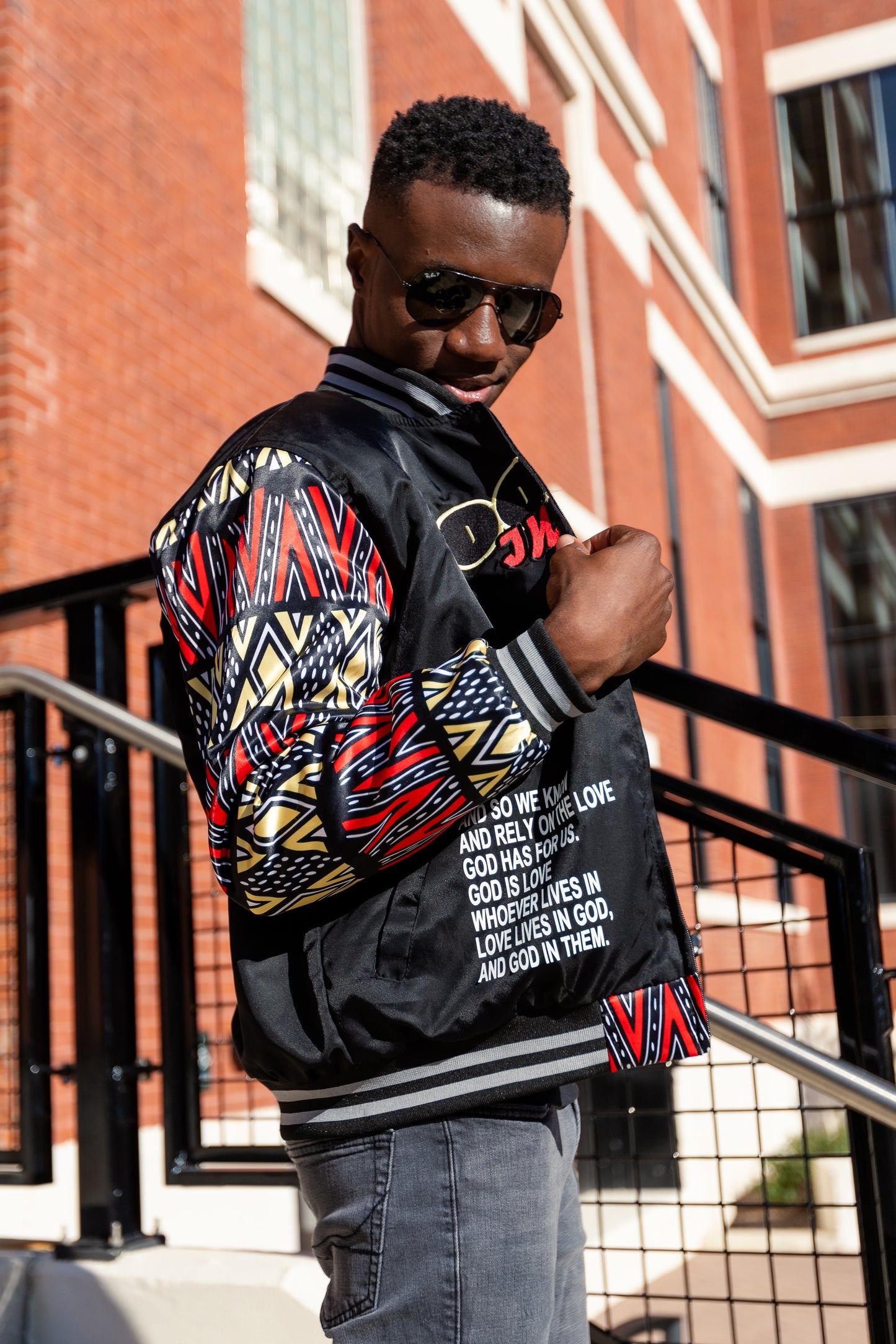 Rooted In Love "Kente Print" Bomber Jacket
